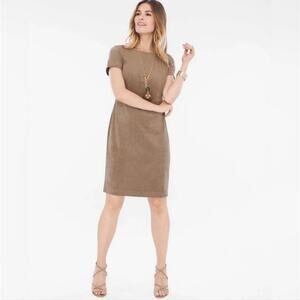 Chico's Faux Suede Short Dress Rich Taupe Size 3 (16)
